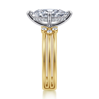 Editta - 14K White-Yellow Gold Compass Prong Marquise Diamond Engagement Ring