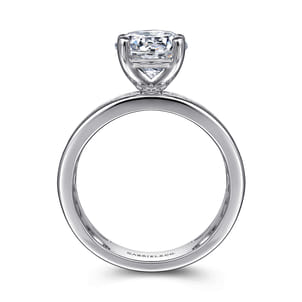 Eedie - 14K White Gold Round Wide Band Engagement Ring