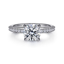 14K White Gold Round Diamond Engagement Ring