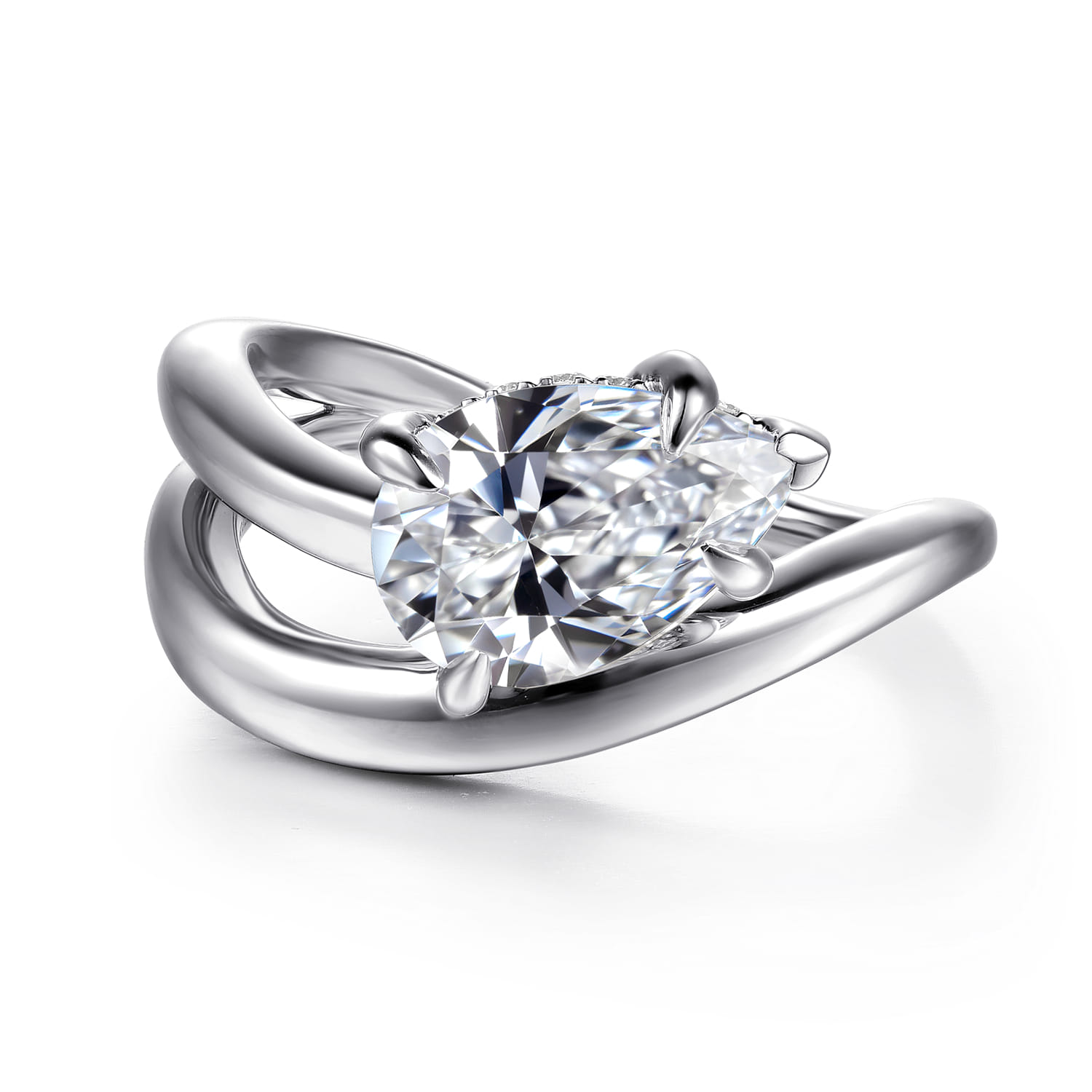Eleanora - 14K White Gold Pear Shape Diamond Wrap Engagement Ring