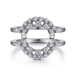 14K White Gold Double Halo Diamond Ring Enhancer