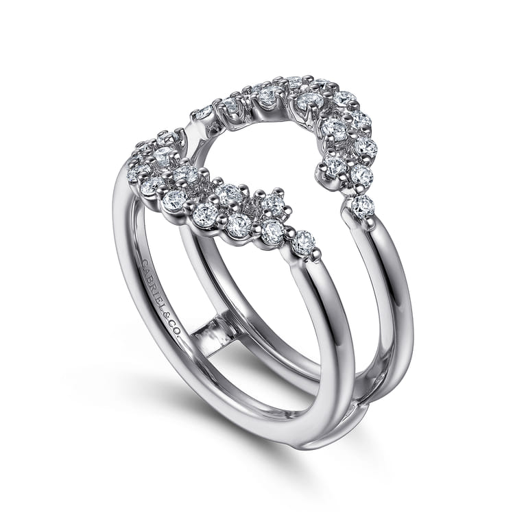 Enhancer Wedding Ring in 14k White Gold with Round Natural Diamond at Gabriel & Co. - Shot 3