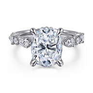 Eleeza - 14K White Gold Elongated Cushion Diamond Engagement Ring