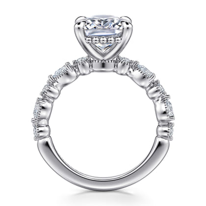 Eleeza - 14K White Gold Elongated Cushion Diamond Engagement Ring