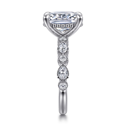 Eleeza - 14K White Gold Elongated Cushion Diamond Engagement Ring