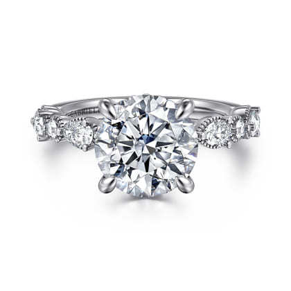 Eleeza - 14K White Gold Round Diamond Engagement Ring