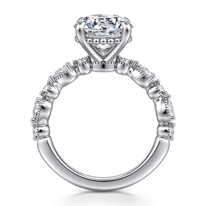 Eleeza - 14K White Gold Round Diamond Engagement Ring