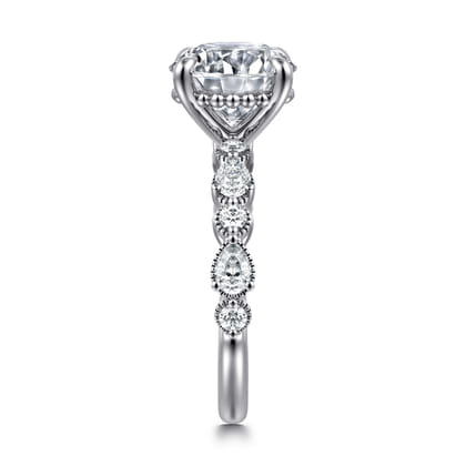 Eleeza - 14K White Gold Round Diamond Engagement Ring
