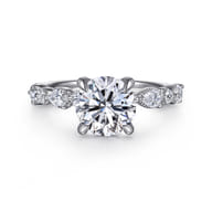 Eleeza - 14K White Gold Round Diamond Engagement Ring