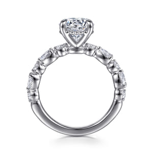 Eleeza - 14K White Gold Round Diamond Engagement Ring