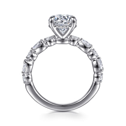 Eleeza - 14K White Gold Round Diamond Engagement Ring