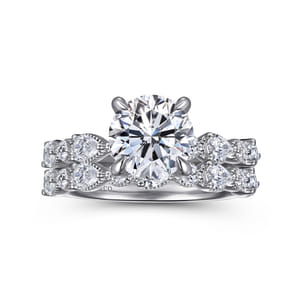 Eleeza - 14K White Gold Round Diamond Engagement Ring