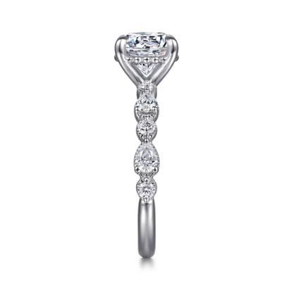 Eleeza - 14K White Gold Round Diamond Engagement Ring