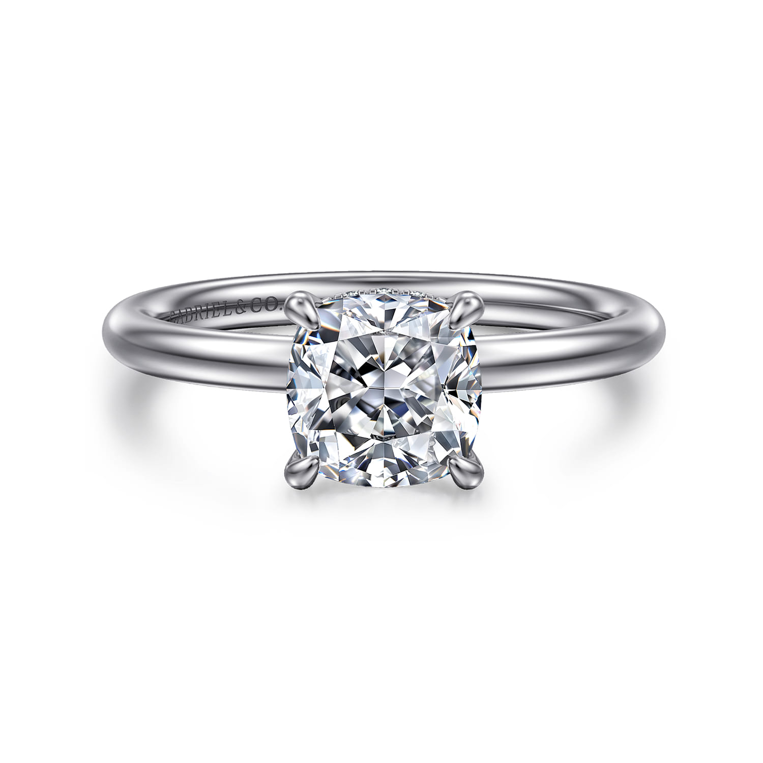 Elia - 14K White Gold Solitaire Cushion Cut Diamond Engagement Ring