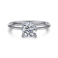 Elia - 14K White Gold Solitaire Cushion Cut Diamond Engagement Ring