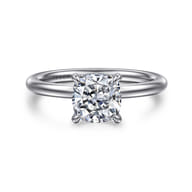 Elia - 14K White Gold Solitaire Cushion Cut Diamond Engagement Ring