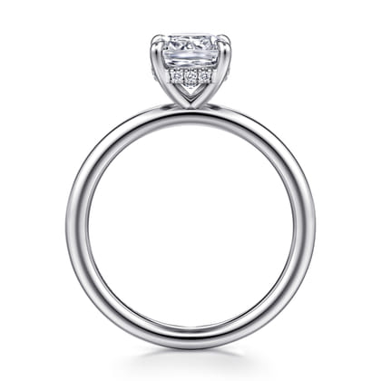 Elia - 14K White Gold Solitaire Cushion Cut Diamond Engagement Ring
