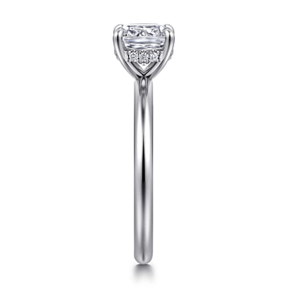 Elia - 14K White Gold Solitaire Cushion Cut Diamond Engagement Ring