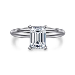 Elia - 14K White Gold Solitaire Emerald Cut Diamond Engagement Ring