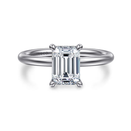 Elia - 14K White Gold Solitaire Emerald Cut Diamond Engagement Ring