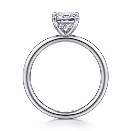 Elia - 14K White Gold Solitaire Emerald Cut Diamond Engagement Ring