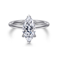 Elia - 14K White Gold Solitaire Marquise Shape Diamond Engagement Ring