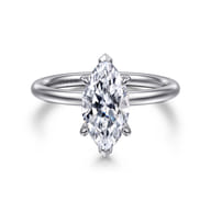 Elia - 14K White Gold Solitaire Marquise Shape Diamond Engagement Ring