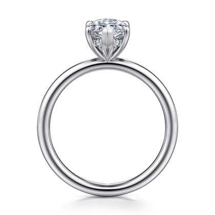 Elia - 14K White Gold Solitaire Marquise Shape Diamond Engagement Ring