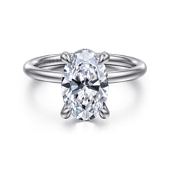 Elia - 14K White Gold Solitaire Oval Diamond Engagement Ring