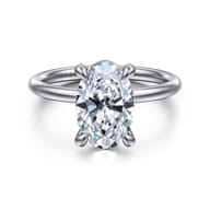 Elia - 14K White Gold Solitaire Oval Diamond Engagement Ring