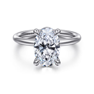 Elia - 14K White Gold Solitaire Oval Diamond Engagement Ring