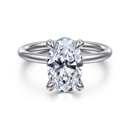 Elia - 14K White Gold Solitaire Oval Diamond Engagement Ring