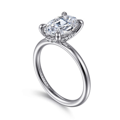 Elia - 14K White Gold Solitaire Oval Diamond Engagement Ring