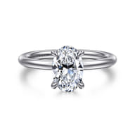 Elia - 14K White Gold Solitaire Oval Diamond Engagement Ring