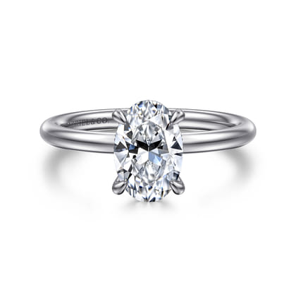 Elia - 14K White Gold Solitaire Oval Diamond Engagement Ring