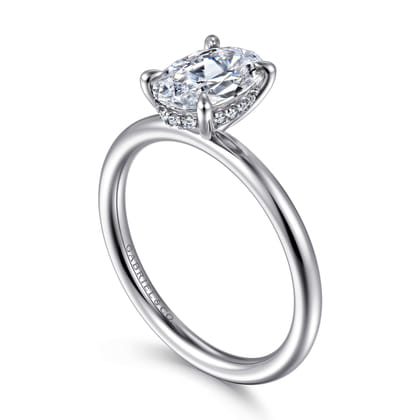 Elia - 14K White Gold Solitaire Oval Diamond Engagement Ring