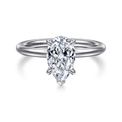 Elia - 14K White Gold Solitaire Pear Shape Diamond Engagement Ring