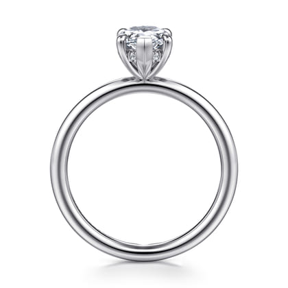 Elia - 14K White Gold Solitaire Pear Shape Diamond Engagement Ring