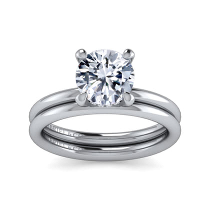 Elia - 14K White Gold Solitaire Round Diamond Engagement Ring