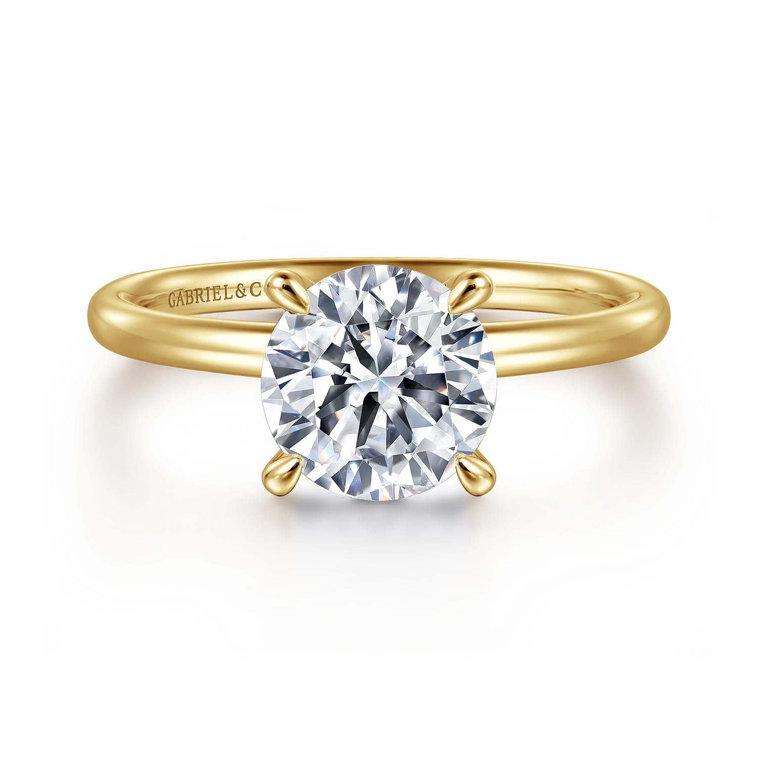 Elia - 14K Yellow Gold Solitaire Round Diamond Engagement Ring