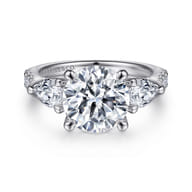 Elianna - 14K White Gold Round Three Stone Diamond Engagement Ring