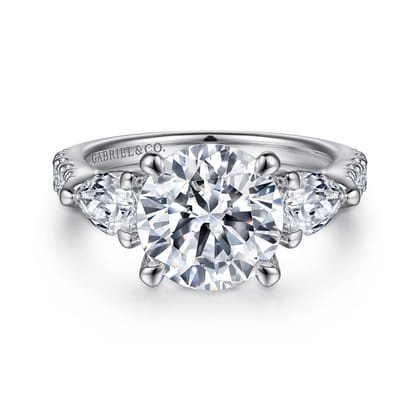 Elianna - 14K White Gold Round Three Stone Diamond Engagement Ring