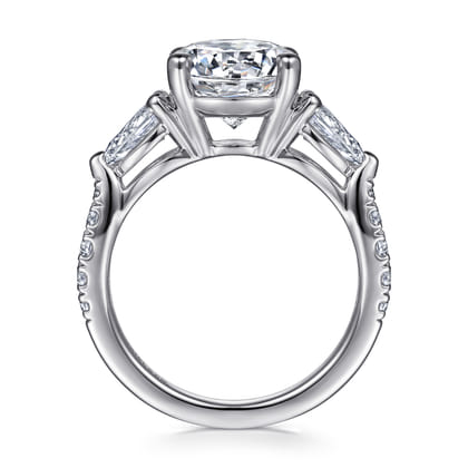 Elianna - 14K White Gold Round Three Stone Diamond Engagement Ring