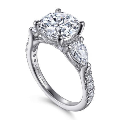 Elianna - 14K White Gold Round Three Stone Diamond Engagement Ring