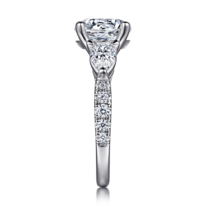 Elianna - 14K White Gold Round Three Stone Diamond Engagement Ring