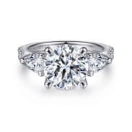 Elianna - 18K White Gold Round Three Stone Diamond Engagement Ring