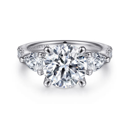 Elianna - 18K White Gold Round Three Stone Diamond Engagement Ring