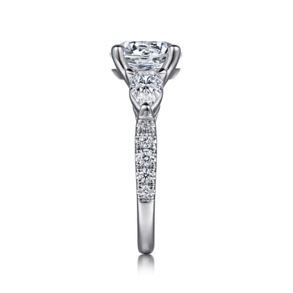 Elianna - 18K White Gold Round Three Stone Diamond Engagement Ring