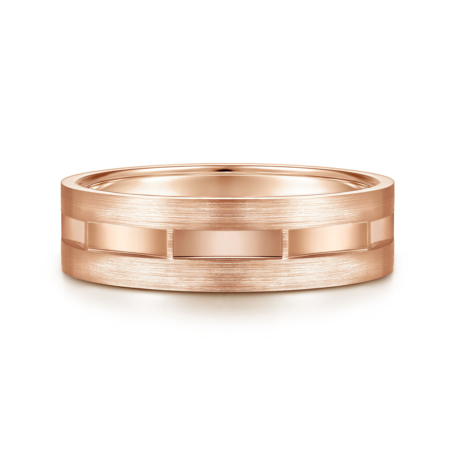 Elias - 14K Rose Gold 6mm - Interwoven Men's Wedding Band in Brushed and Satin Finish