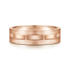 Elias - 14K Rose Gold 6mm - Interwoven Men's Wedding Band in Brushed and Satin Finish